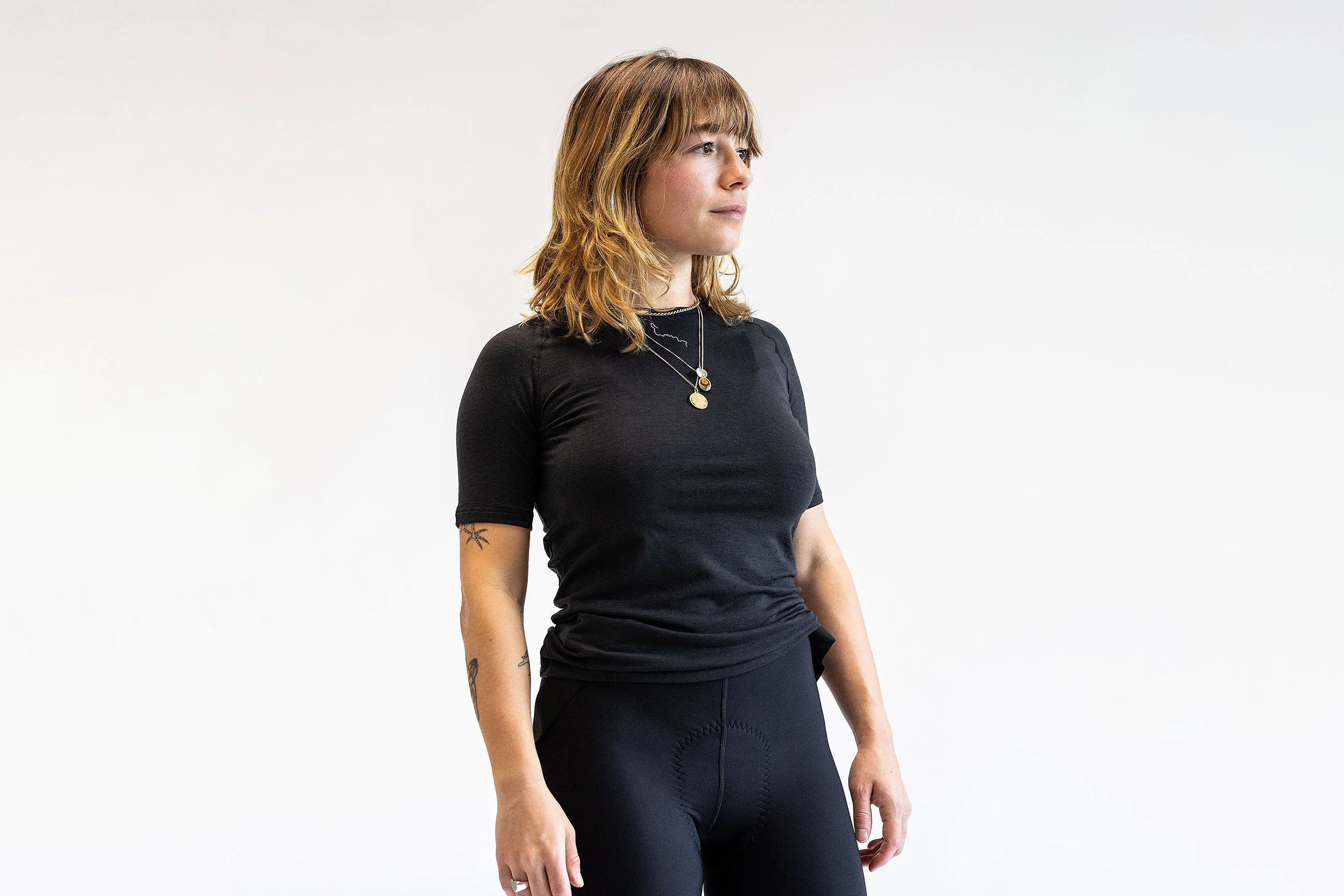 Women's All Road Short Sleeve Merino Base Layer (Black) - Image 4