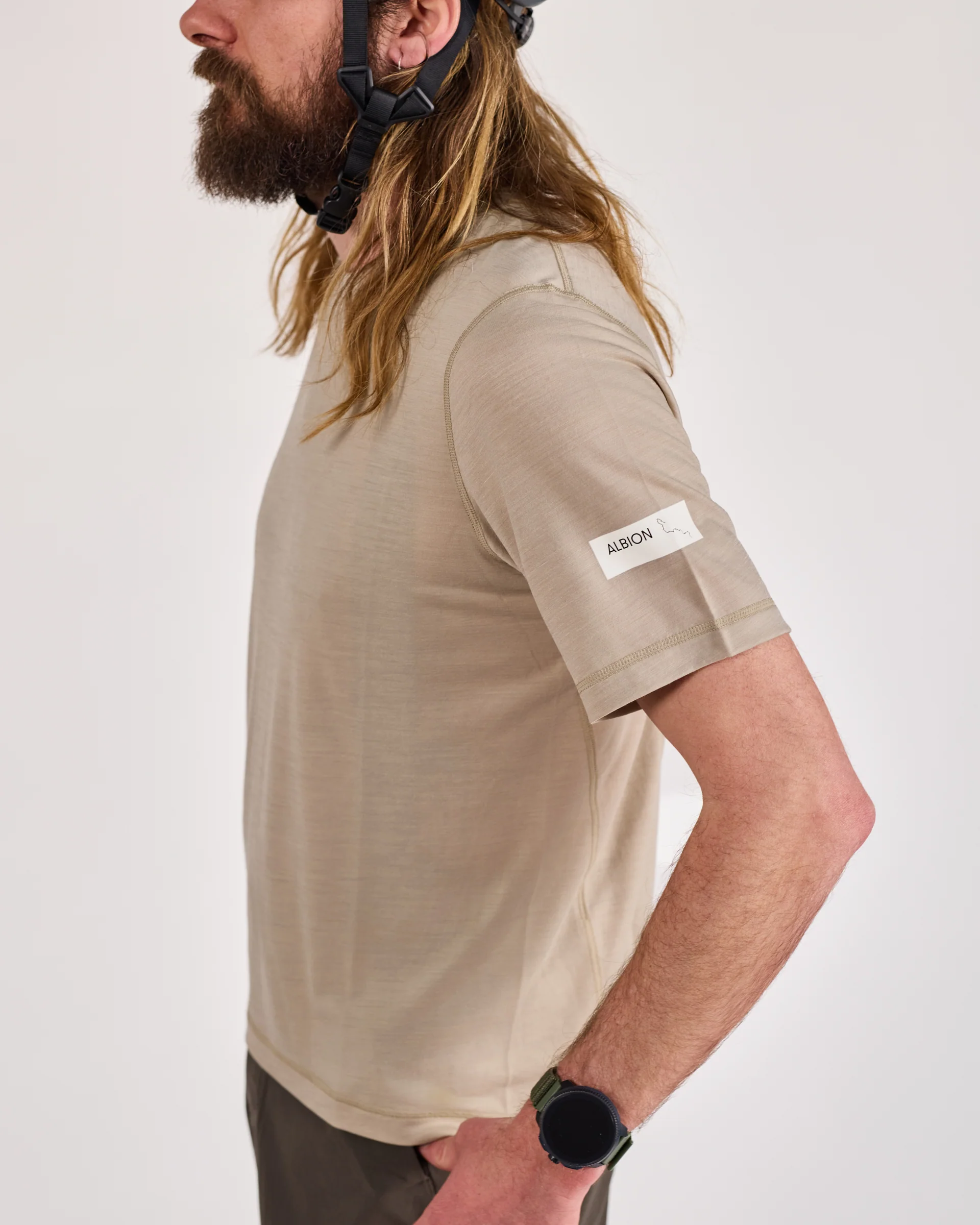 Unisex Merino Riding T-Shirt (Sandstone) - Image 6
