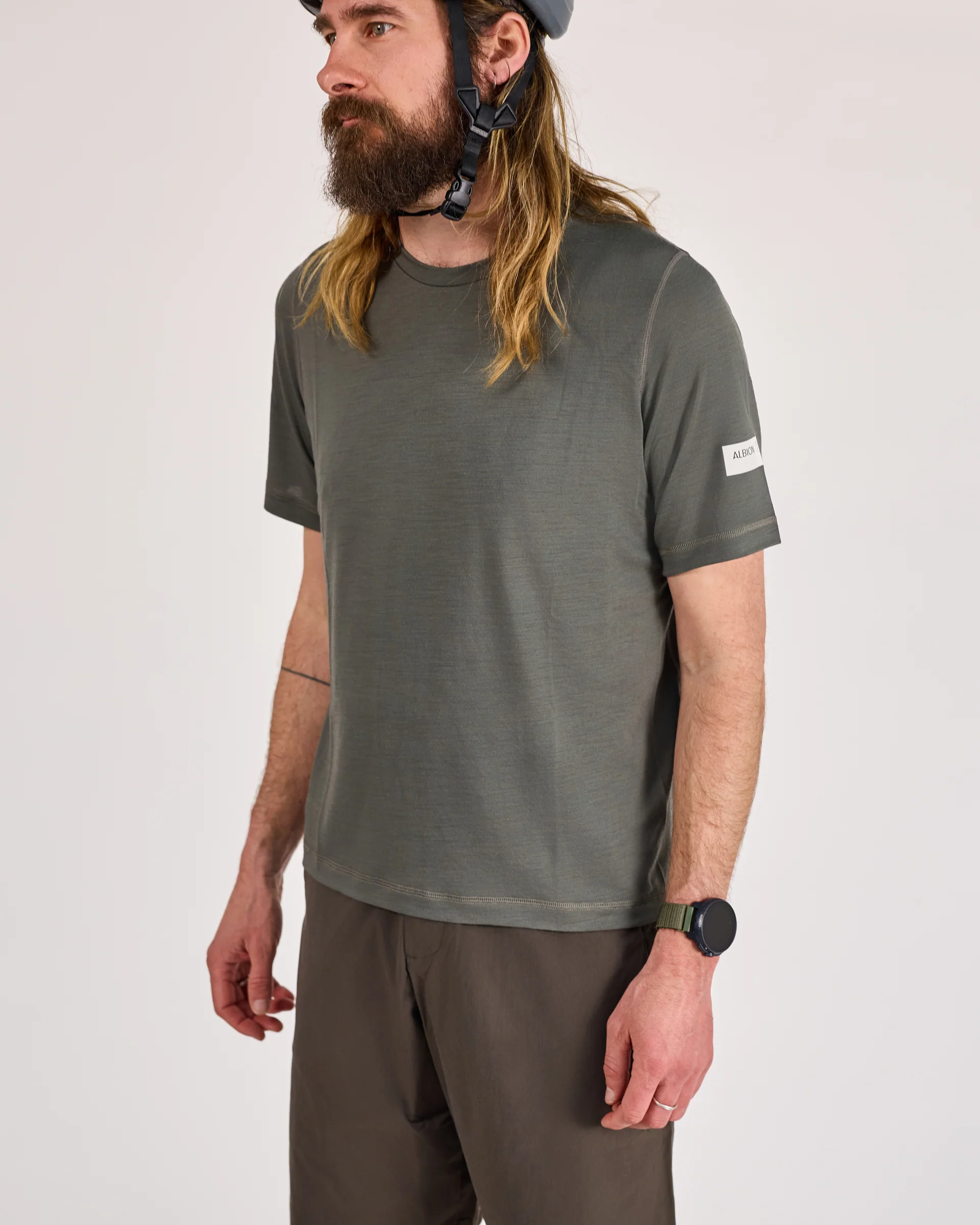 Unisex Merino Riding T-Shirt (Shale Green) - Image 5