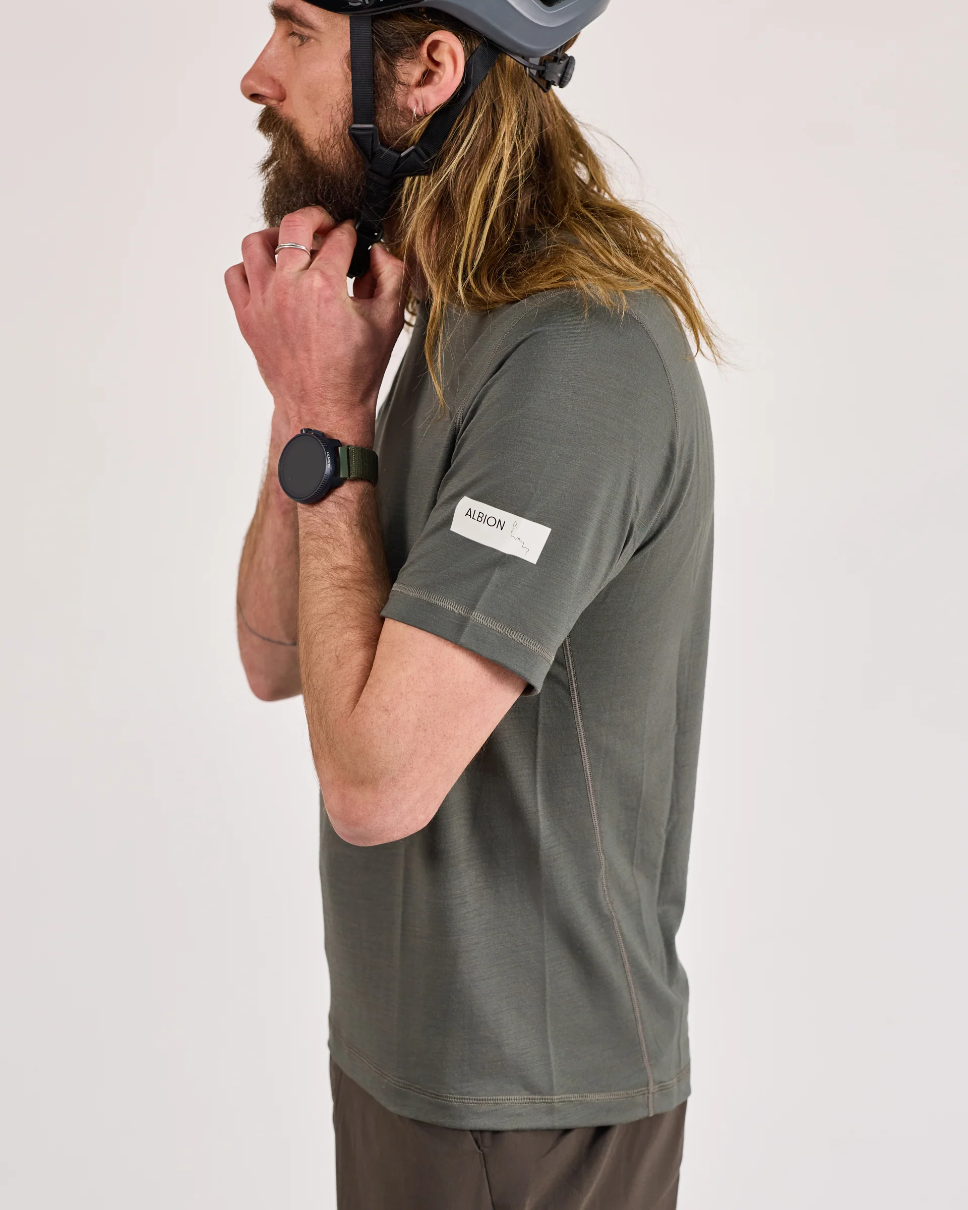 Unisex Merino Riding T-Shirt (Shale Green) - Image 6